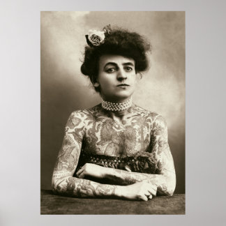 Dam med Vintagen tatuering poster