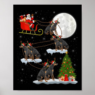 Dam Miniature Nscher Hund Jultomte Släde Flygande Poster
