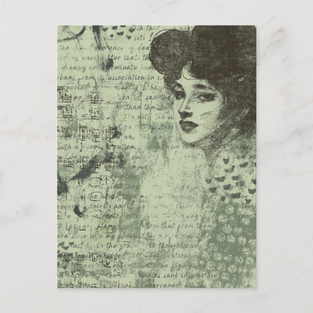 Dam Mixed Media Grunge Collage Vykort (Framsida)