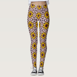 Dam-mönstrade blommande solstråleleggings leggings