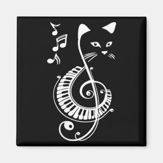 Dam Musikalisk Katt Diskantnyckel Musik Djurälskar Magnet