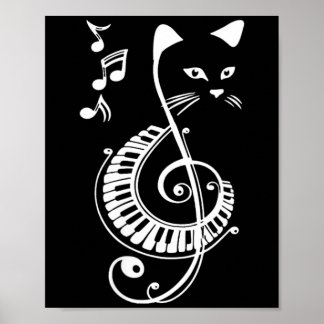 Dam Musikalisk Katt Diskantnyckel Musik Djurälskar Poster