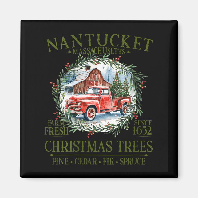 Dam Nantucket Ma Gårdsfriska Julgranar Gre Magnet (Framsidan)