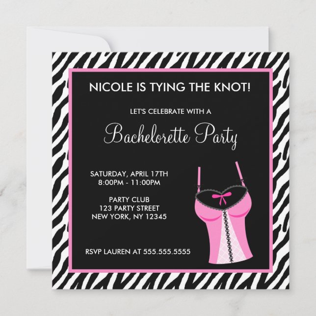 Dam Nattinbjudan till Bachelorette-partiet Inbjudningar (Framsida)