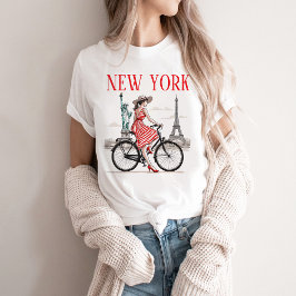 Dam New York T-Shirt, Cykel, Eiffeltornet T Shirt