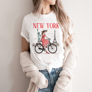 Dam New York T-Shirt, Cykel, Eiffeltornet T Shirt