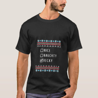 Dam Nice Naughty Becky fulständig jultröja V-hals T Shirt