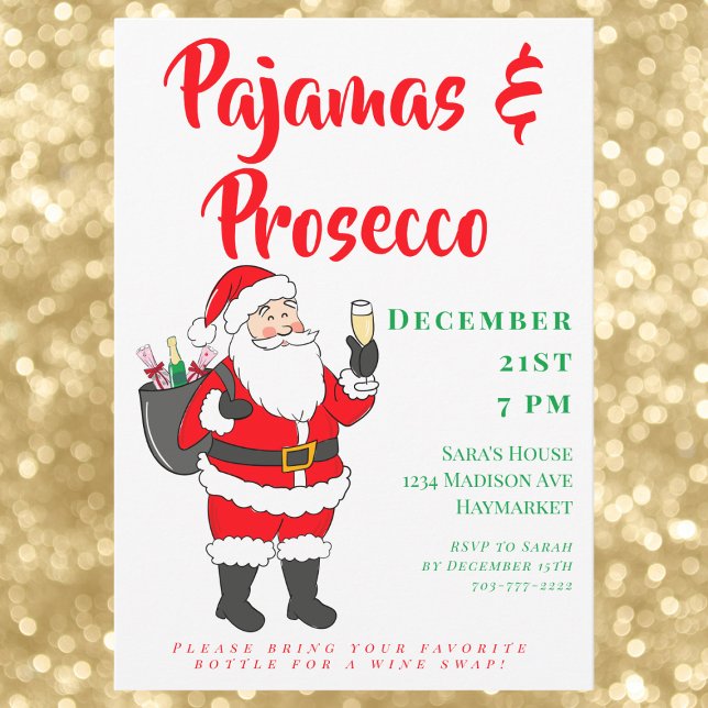 Dam’ Night Pajamas & Prosecco Party Santa Inbjudningar (Skapare uppladdad)