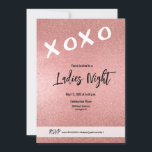 Dam Night XOXO rosa ros guld glitter Anpassningsba Inbjudningar<br><div class="desc">Få redot att bli värdinna med de mest närvarande i säsong med vår inbjudan till Anpassningsbarna Dam Night XOXO Rosa ros Guld Glitter! Den här inbjudan är designad för att göra ett djärvt och glamoröst påstående och se till att din flickas kvällskonst blir en oförglömlig händelse. Inbjudan har en fantastisk...</div>