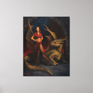 Dam och Dragon Canvastryck