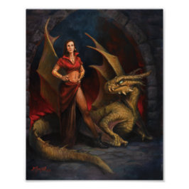 Dam och Dragon Fototryck