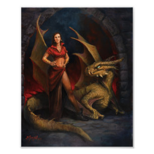 Dam och Dragon Fototryck