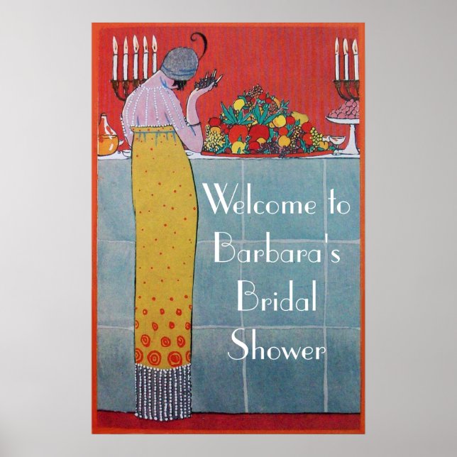DAM OCH FRUKTBORD SET ART DECO BRÖLLopsfirande Poster (Framsidan)