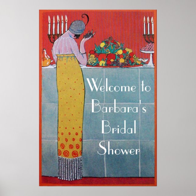 DAM OCH FRUKTBORD SET ART DECO BRÖLLUPSFIRANDE POSTER (Framsidan)