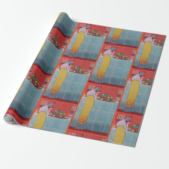 DAM OCH FRUKTBORD SET ART DECO SKÖNHEIT MOD PRESENTPAPPER (Utrullad)