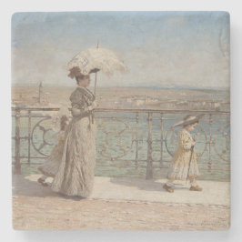 Dam och Girls Strullande på en italiensk bro Stenunderlägg