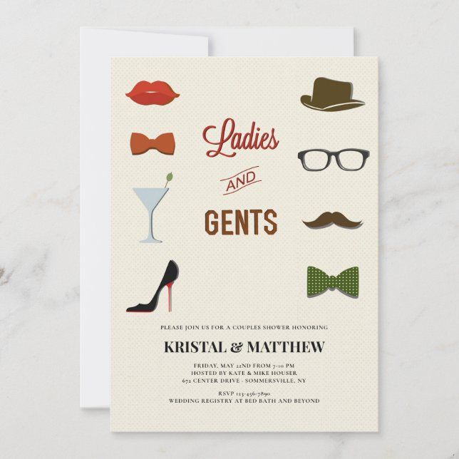 Dam- och herrbröllopsfest för par inbjudningar (Framsida)