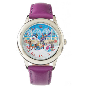 Dam och husdjur som passerar genom parken armbandsur