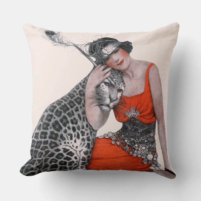 Dam och Leopard Kudde (Framsida)
