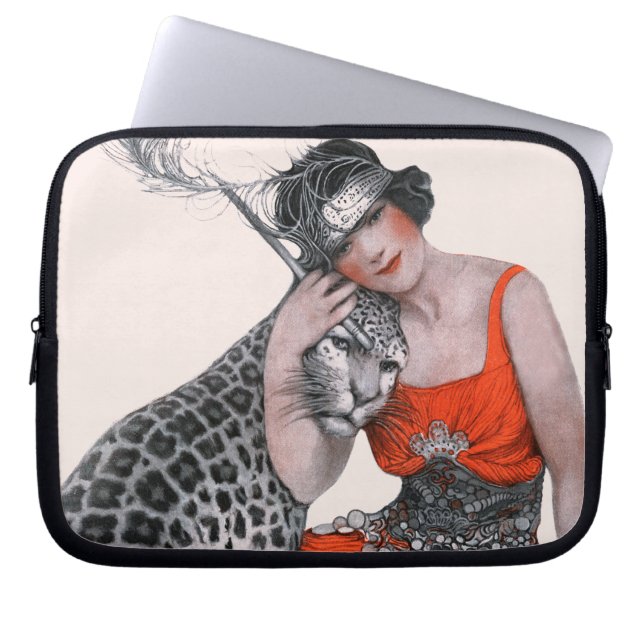 Dam och Leopard Laptop Sleeve (Framsidan)