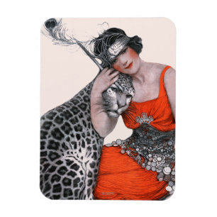 Dam och Leopard Magnet