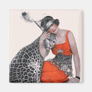 Dam och Leopard Magnet
