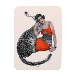 Dam och Leopard Magnet
