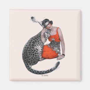 Dam och Leopard Magnet