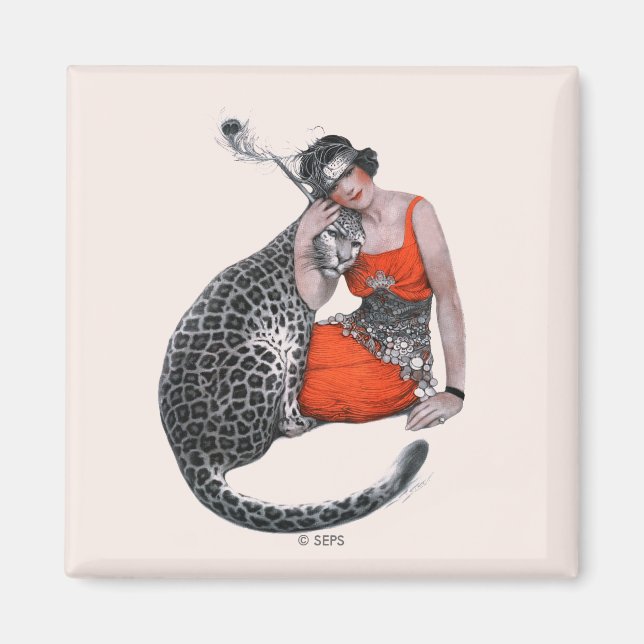 Dam och Leopard Magnet (Framsidan)