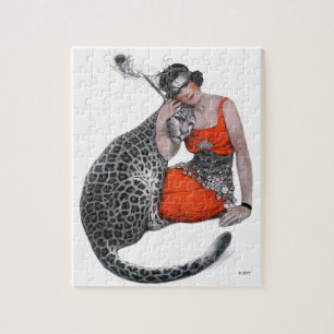 Dam och Leopard Pussel