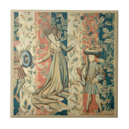 Dam och Mina medeltida Mitten Kakelplatta