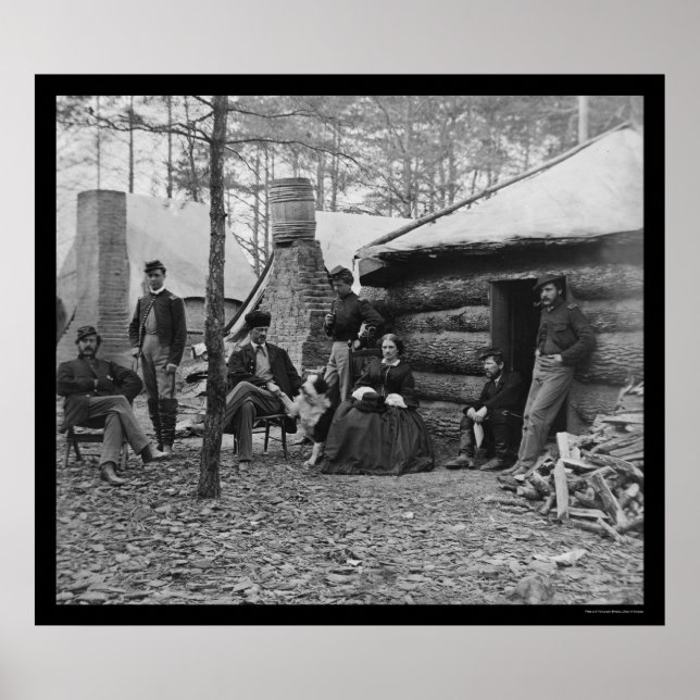 Dam och officerare i Brandy Station, VA 1864 Poster (Framsidan)