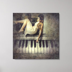 Dam och Piano Nycklar Canvastryck