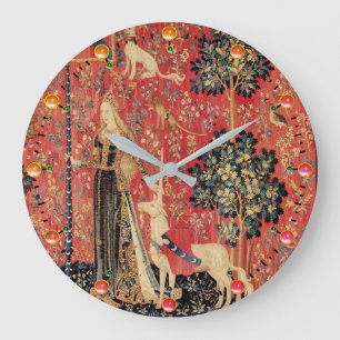 DAM OCH UNICORN Fantasy Flowers,Animals,Gemstones Stor Klocka