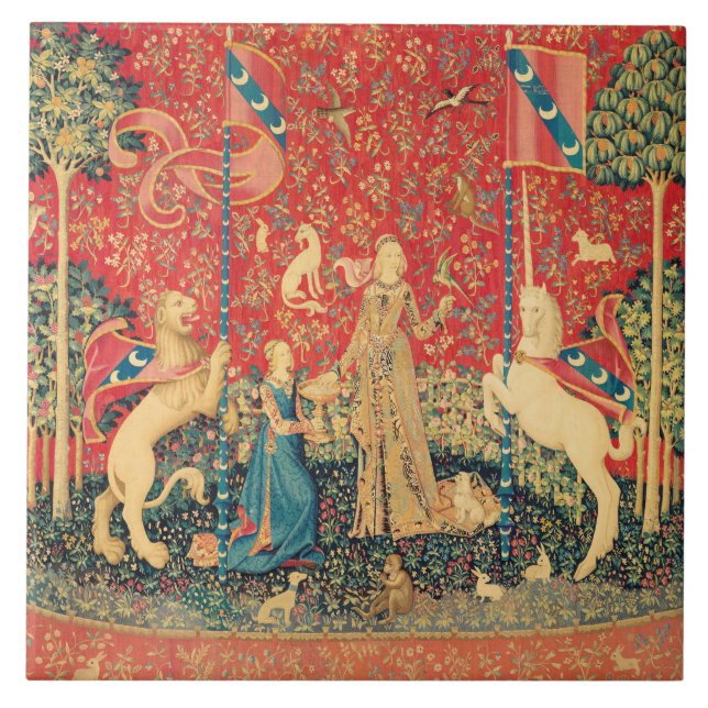 DAM OCH UNICORN Fantasy Flowers,Animals Kakelplatta (Framsidan)