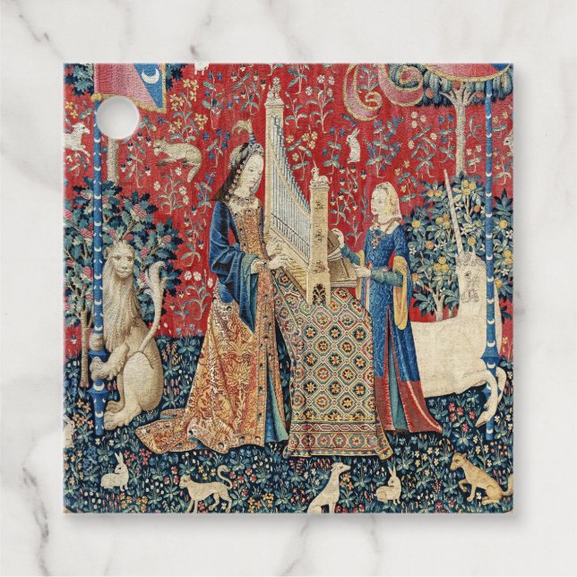 Dam och Unicorn Gåvor Etiketter (Framsida)