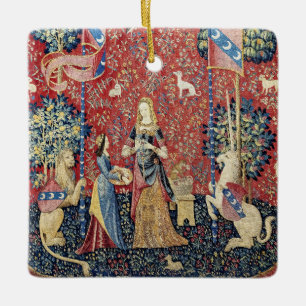 Dam och Unicorn Julgransprydnad Keramik