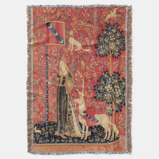 DAM OCH UNICORN Lejon,Fantasy Flowers,Animals Filt (Framsidan Vertikal)