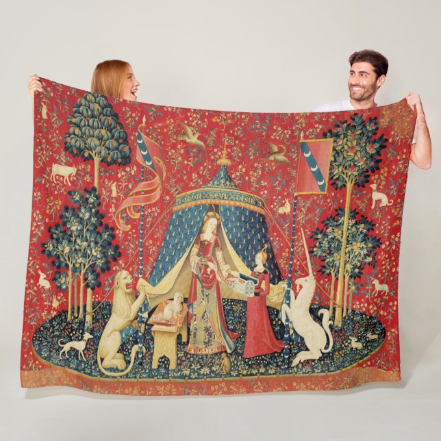 DAM OCH UNICORN Lejon,Fantasy Flowers,Animals Fleecefilt (På plats)