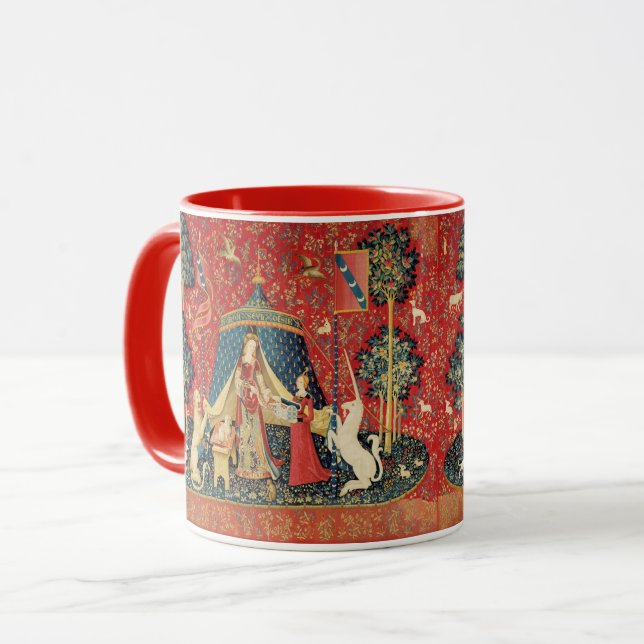 DAM OCH UNICORN Lejon,Fantasy Flowers,Animals Mugg (Framsida vänster)
