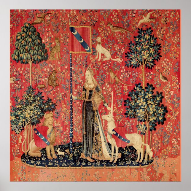 DAM OCH UNICORN Lejon,Fantasy Flowers,Animals Poster (Framsidan)