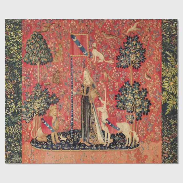 DAM OCH UNICORN Lejon,Fantasy Flowers,Animals Presentpapper (Platt)