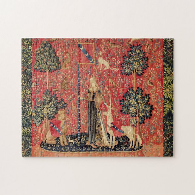 DAM OCH UNICORN Lejon,Fantasy Flowers,Animals Pussel (Horisontell)