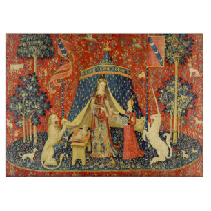 Dam och Unicorn Medieval Tapestry Art