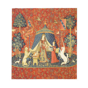 Dam och Unicorn Medieval Tapestry Art Anteckningsblock