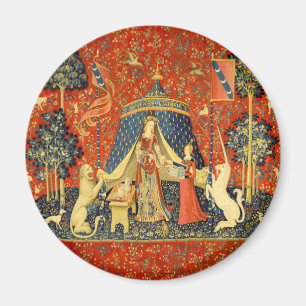 Dam och Unicorn Medieval Tapestry Art Magnet