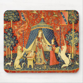 Dam och Unicorn Medieval Tapestry Art Musmatta