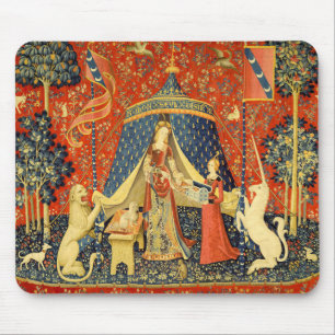 Dam och Unicorn Medieval Tapestry Art Musmatta