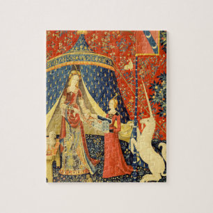 Dam och Unicorn Medieval Tapestry Art Pussel