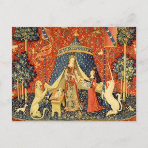 Dam och Unicorn Medieval Tapestry Art Vykort